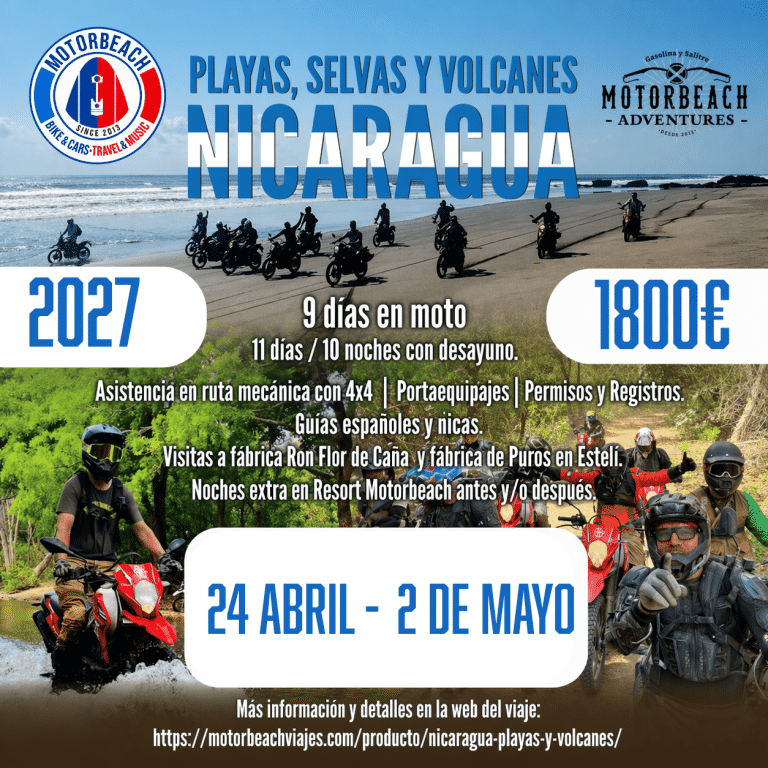 Viaje en moto por Nicaragua 2027, playas, selvas y volcanes