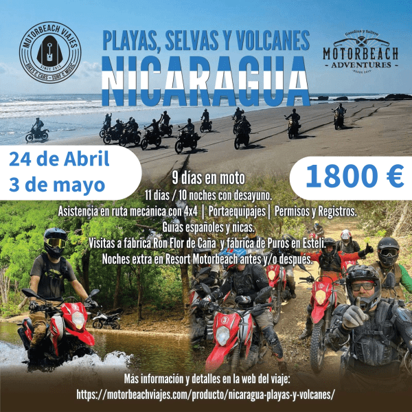 NICARAGUA en moto: Playas, volcanes, rios, selva y cafetales.